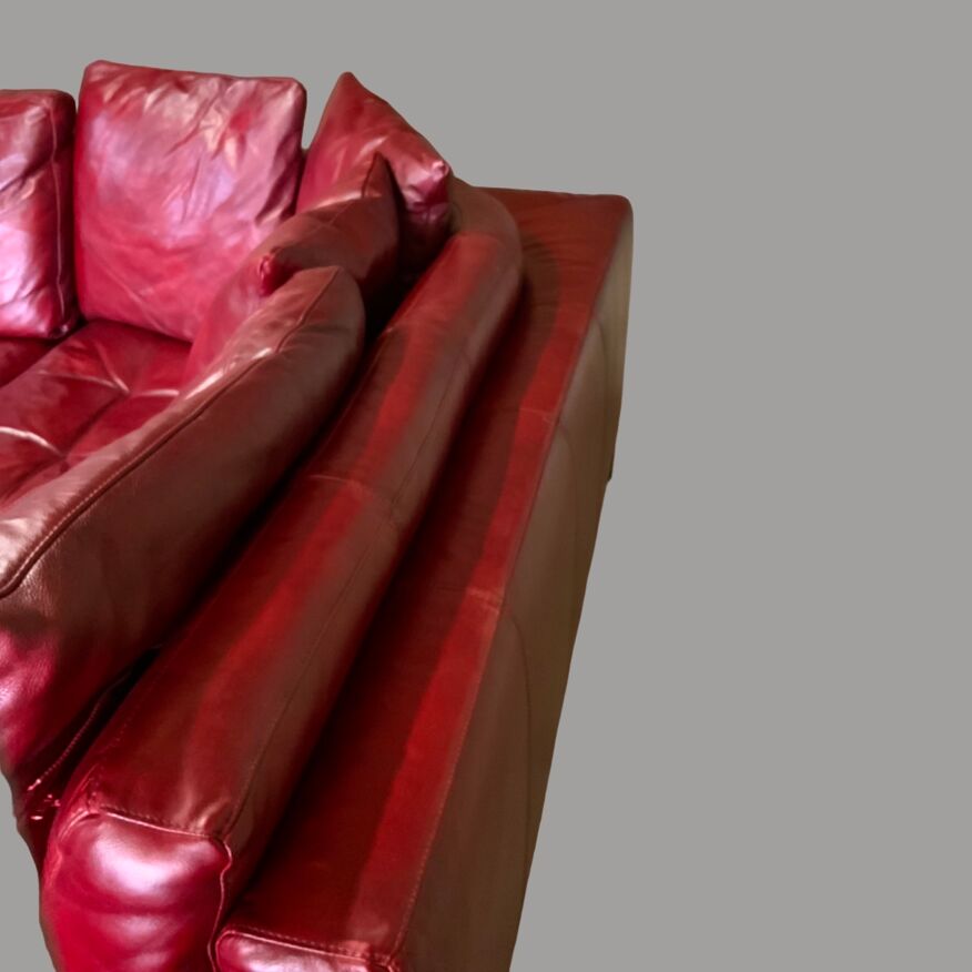 Natuzzi corner sofa in red leather from the 1980s/90s | Selency