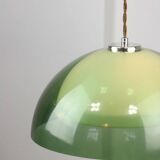 Italian space-age plexiglass green pendant lamp, 70s