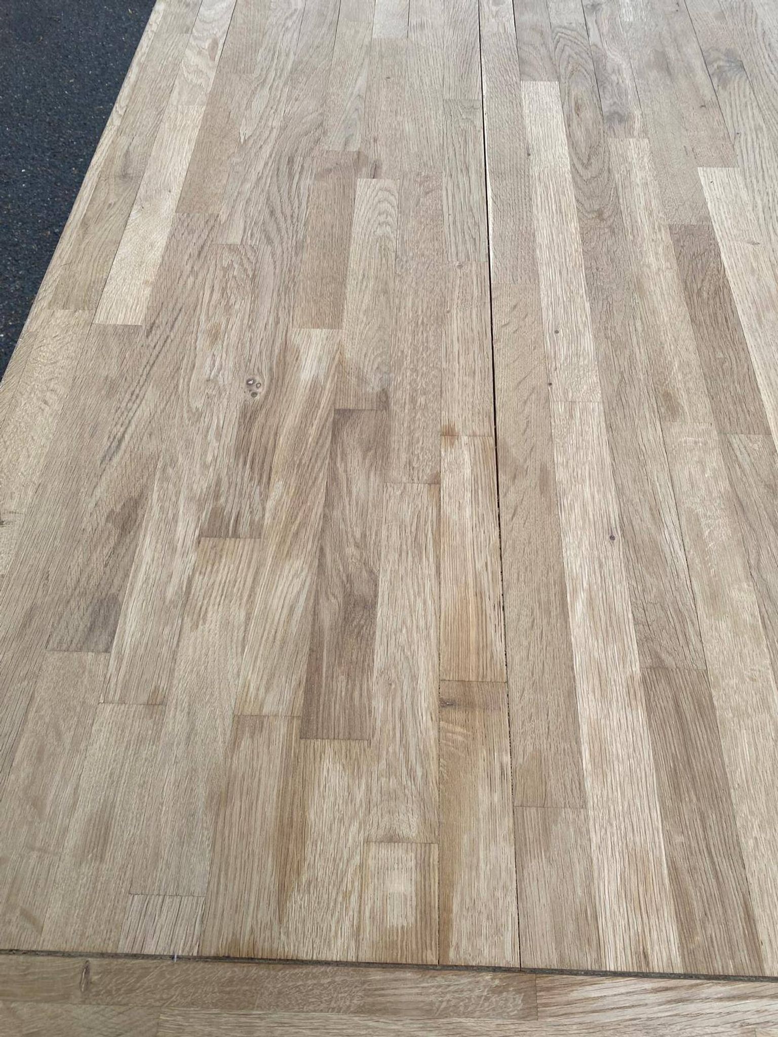 Large extendable Scandinavian dining table in stripped solid oak 160-240.