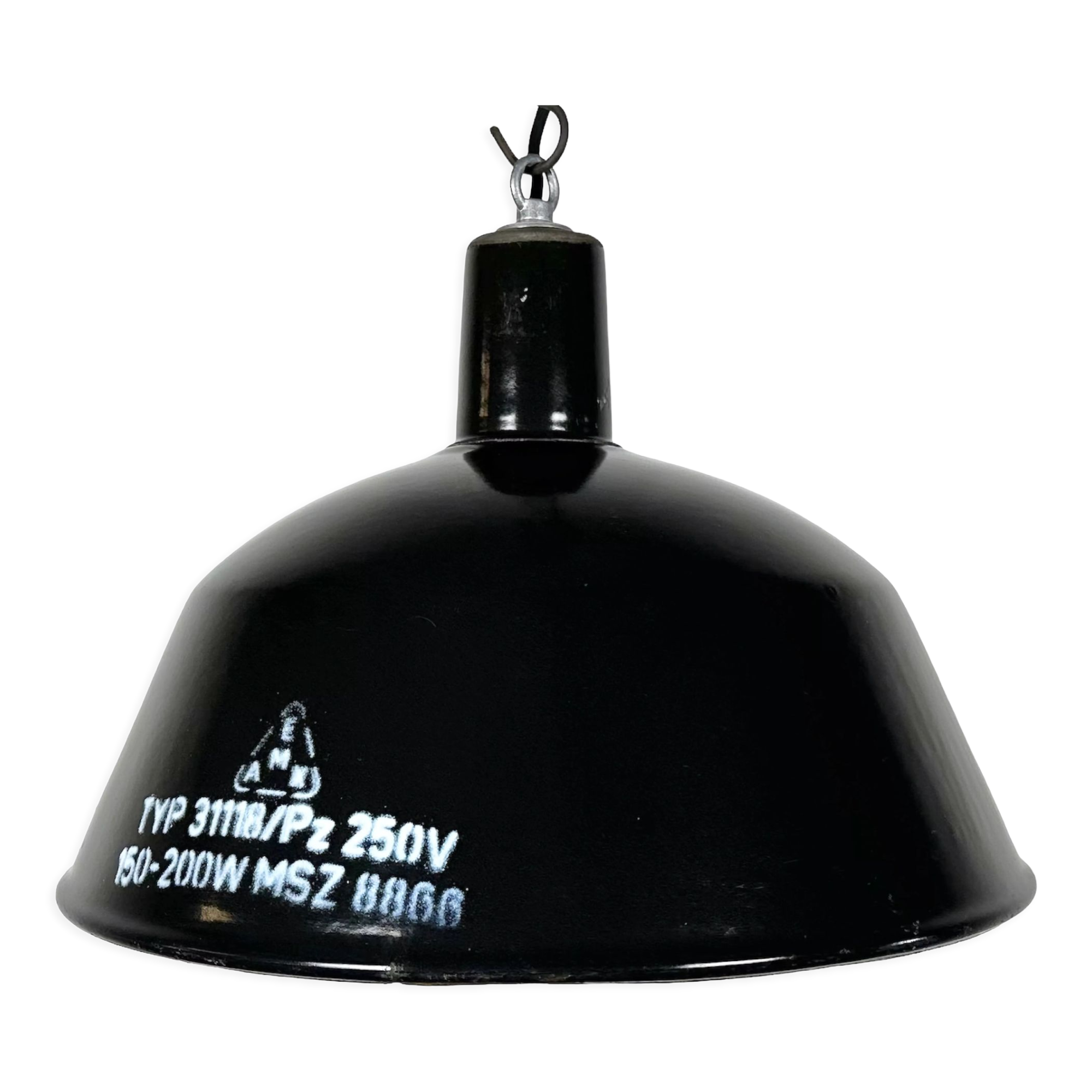 Industrial black enamel pendant lamp from emax, 1960s