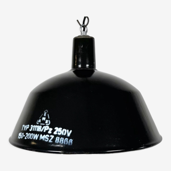 Industrial black enamel pendant lamp from emax, 1960s