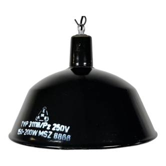 Industrial black enamel pendant lamp from emax, 1960s