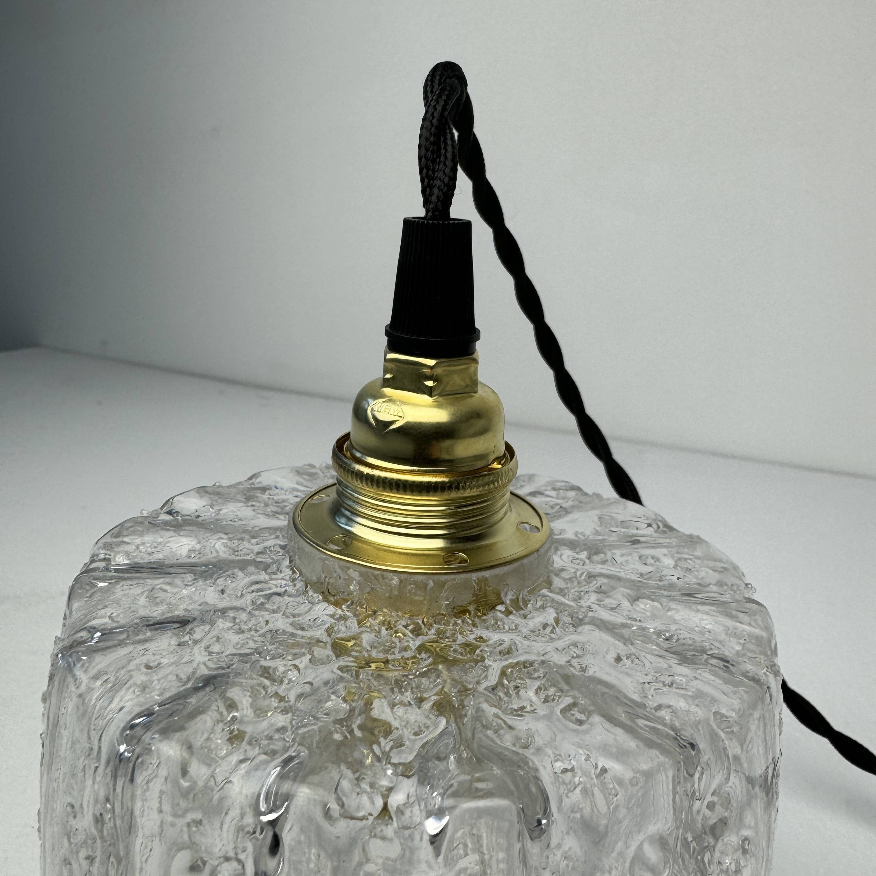 Pair of old vintage granite glass pendants