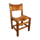 Chaise vintage Maison Regain en orme et cuir 1970