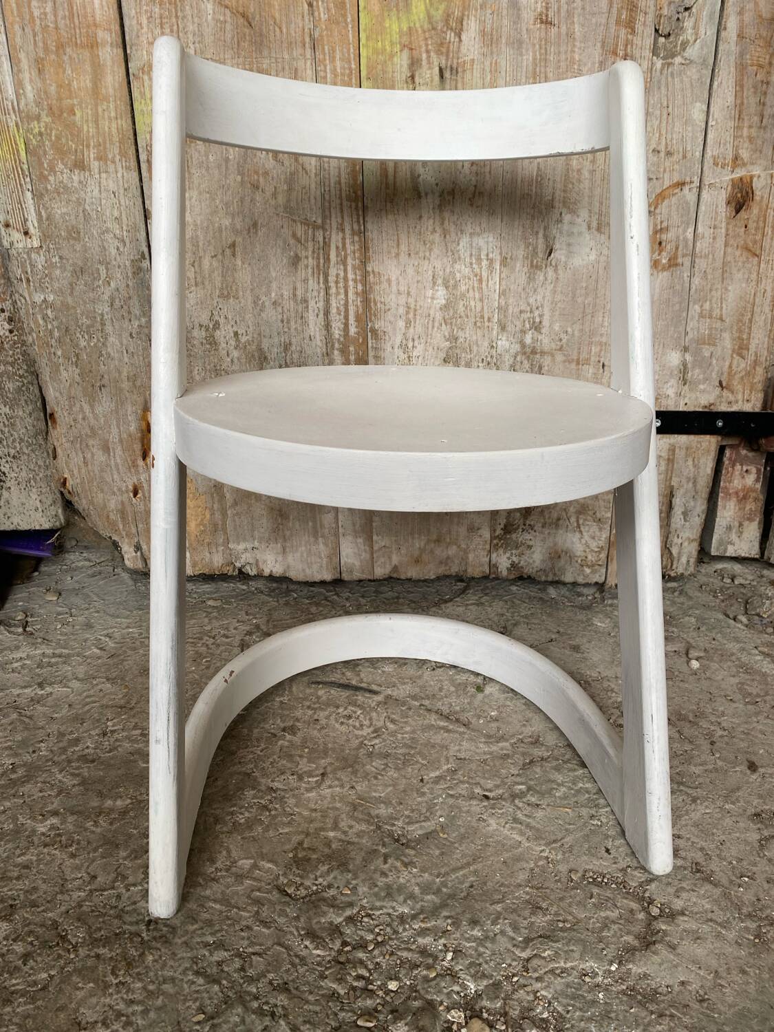 Old Baumann chair model Halfa white wood vintage 70s