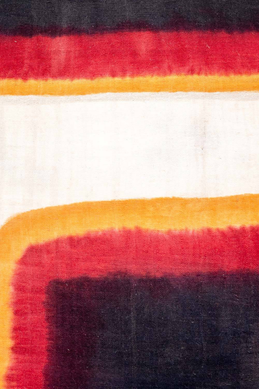 Triptych with geometric decoration in woven wool. Handcrafted work, 20th century.