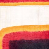 Triptych with geometric decoration in woven wool. Handcrafted work, 20th century.