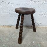Turned wooden tripod stool