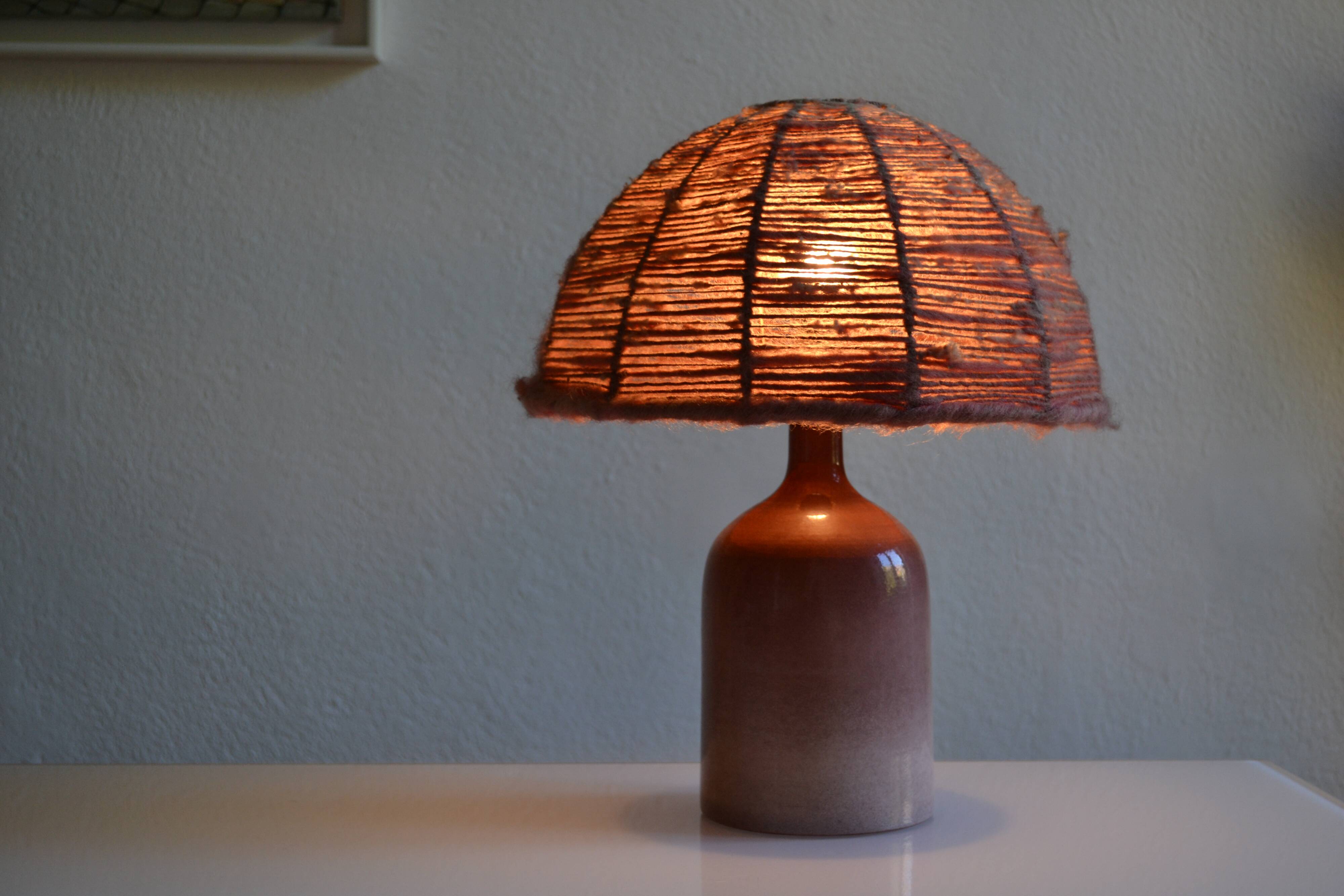 Vintage ceramic and wool lamp