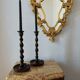 Pair of Barley Twist candlesticks in oak – English style, circa 1950