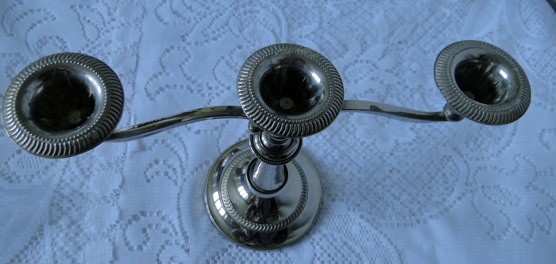 Candle holder 3 branches in silver metal