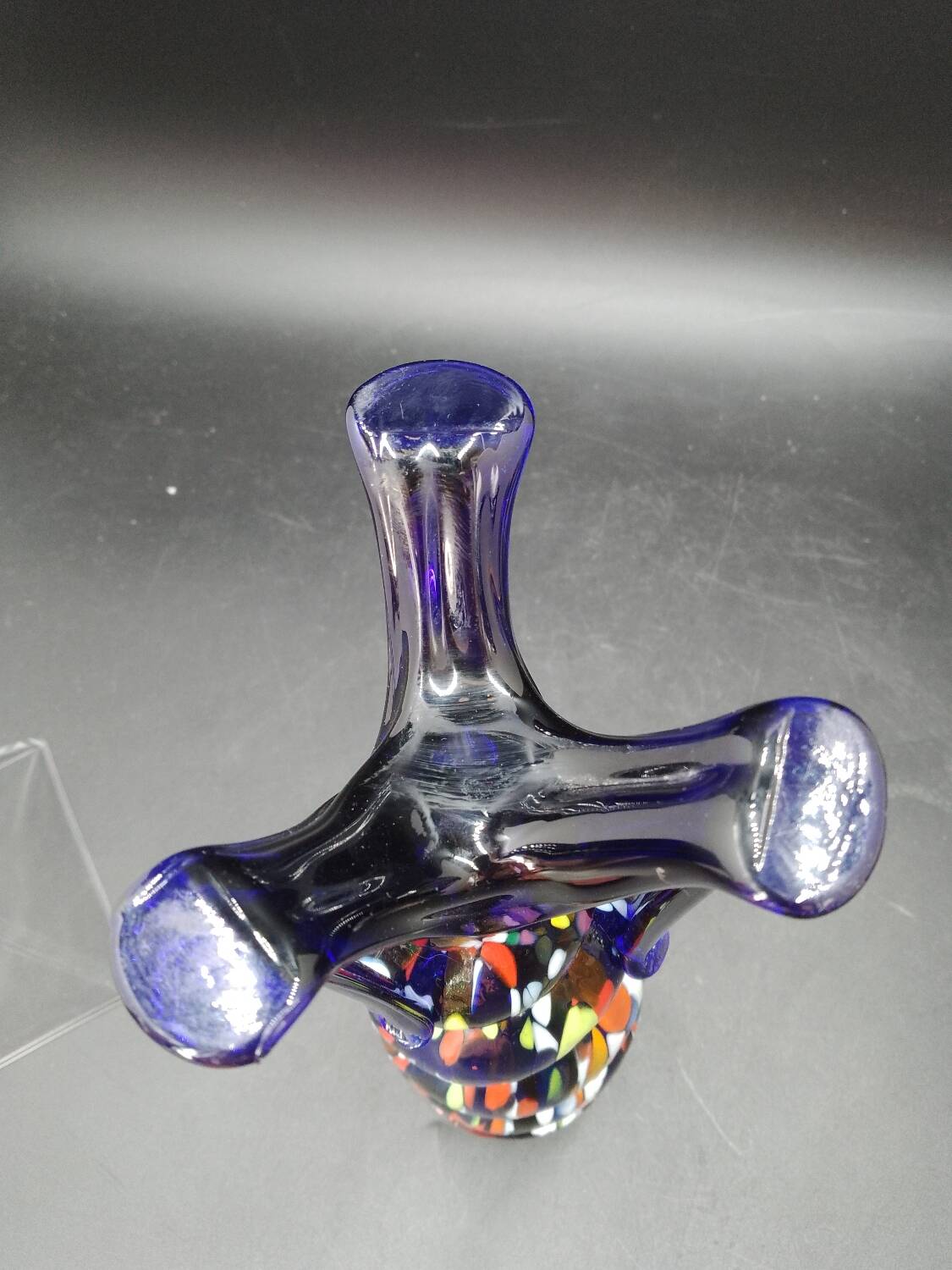 Spotted Glass Vase Borske Sklo Kralik Czech Cobalt Boheme Glass Art Deco 1930