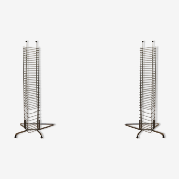 Set of 2 towers industrial metal furniture CD Italian design TBE