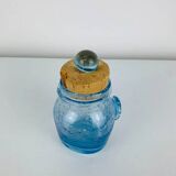 Bonbonnière verre bullé de Biot, bleu