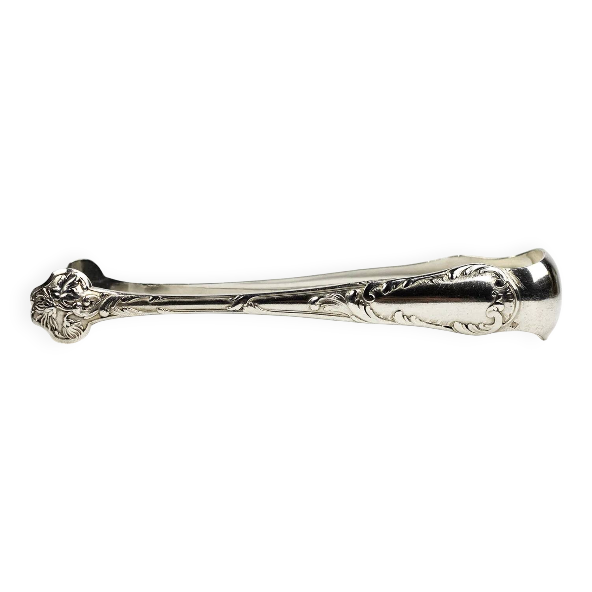 Christofle sugar tongs in silver-plated metal, Louis XV style, 19th century