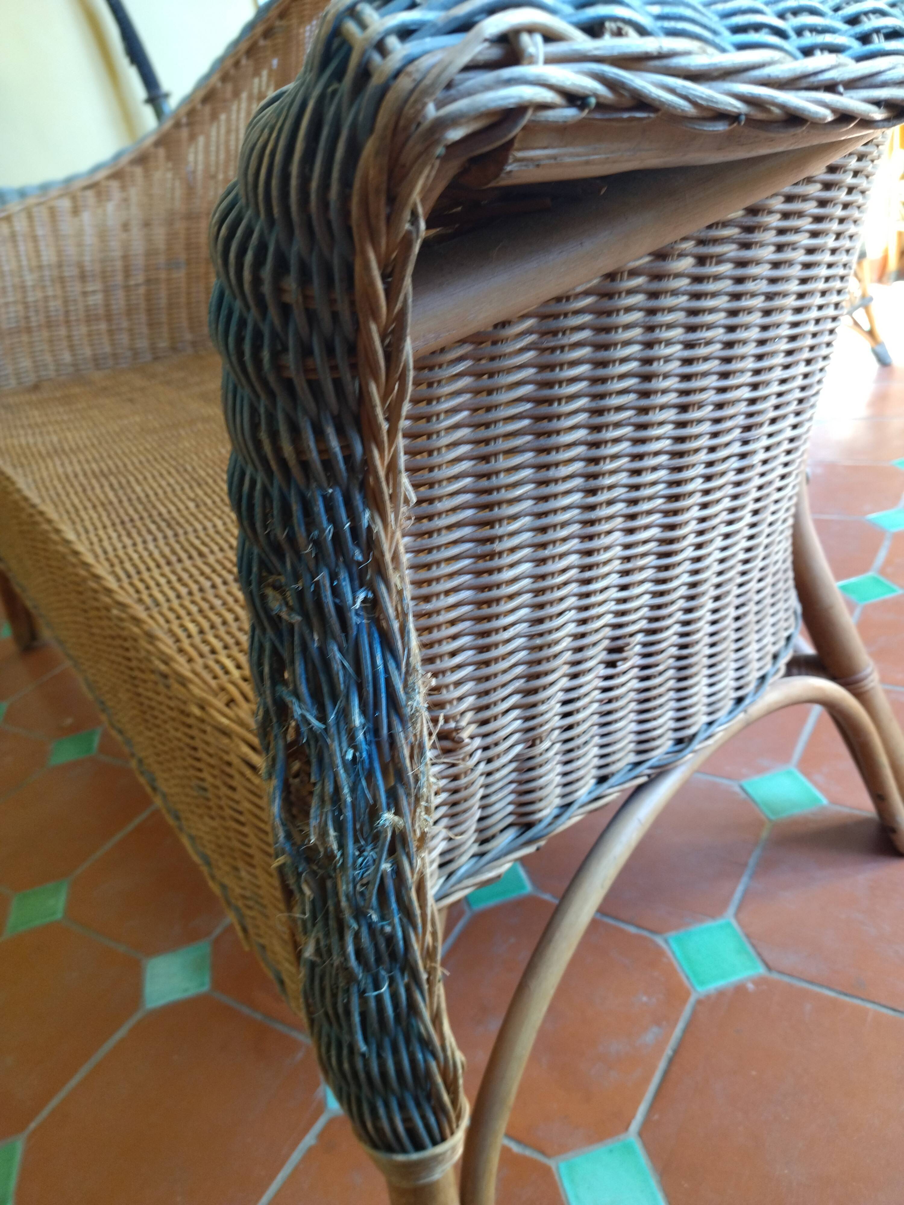 Sofa bench. Vintage rattan