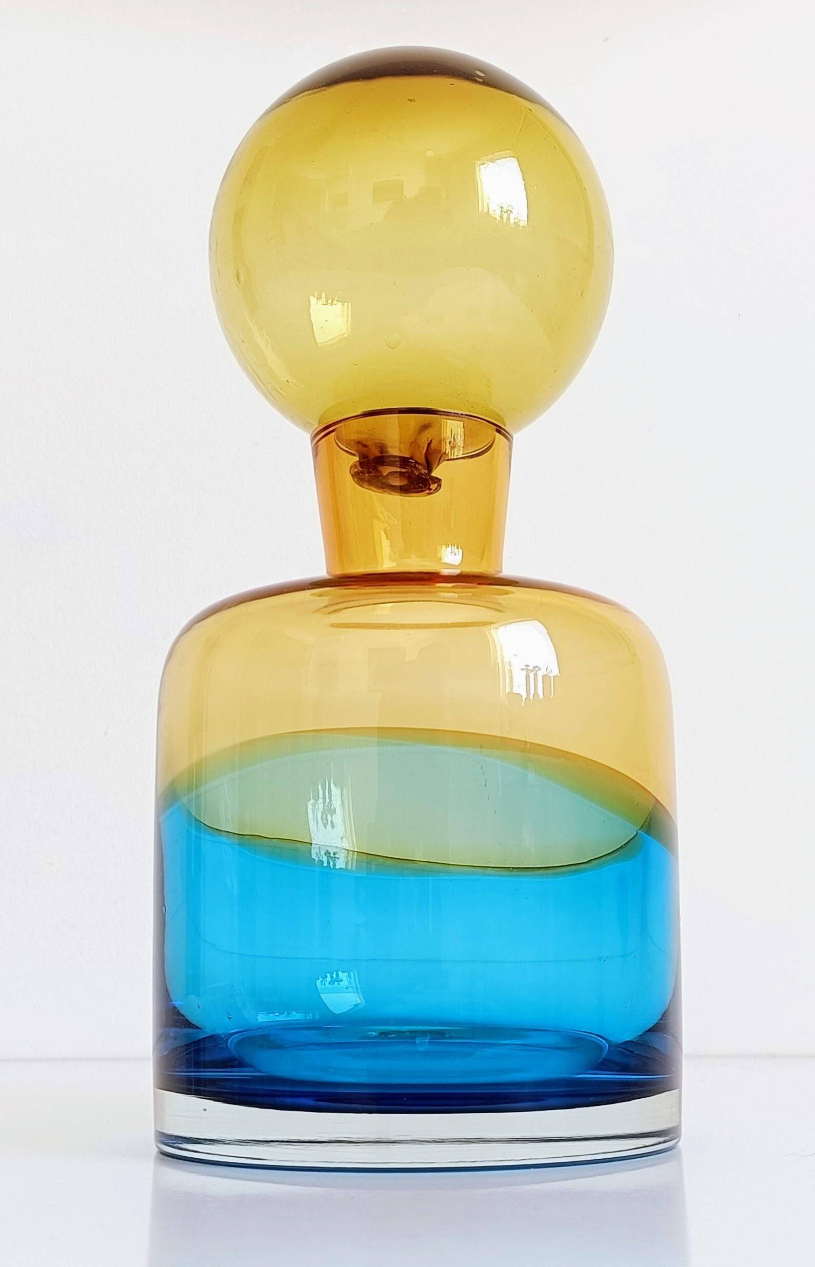 Sommerso Murano Art Glass Bottle In The Style of Flavio Poli for Seguso