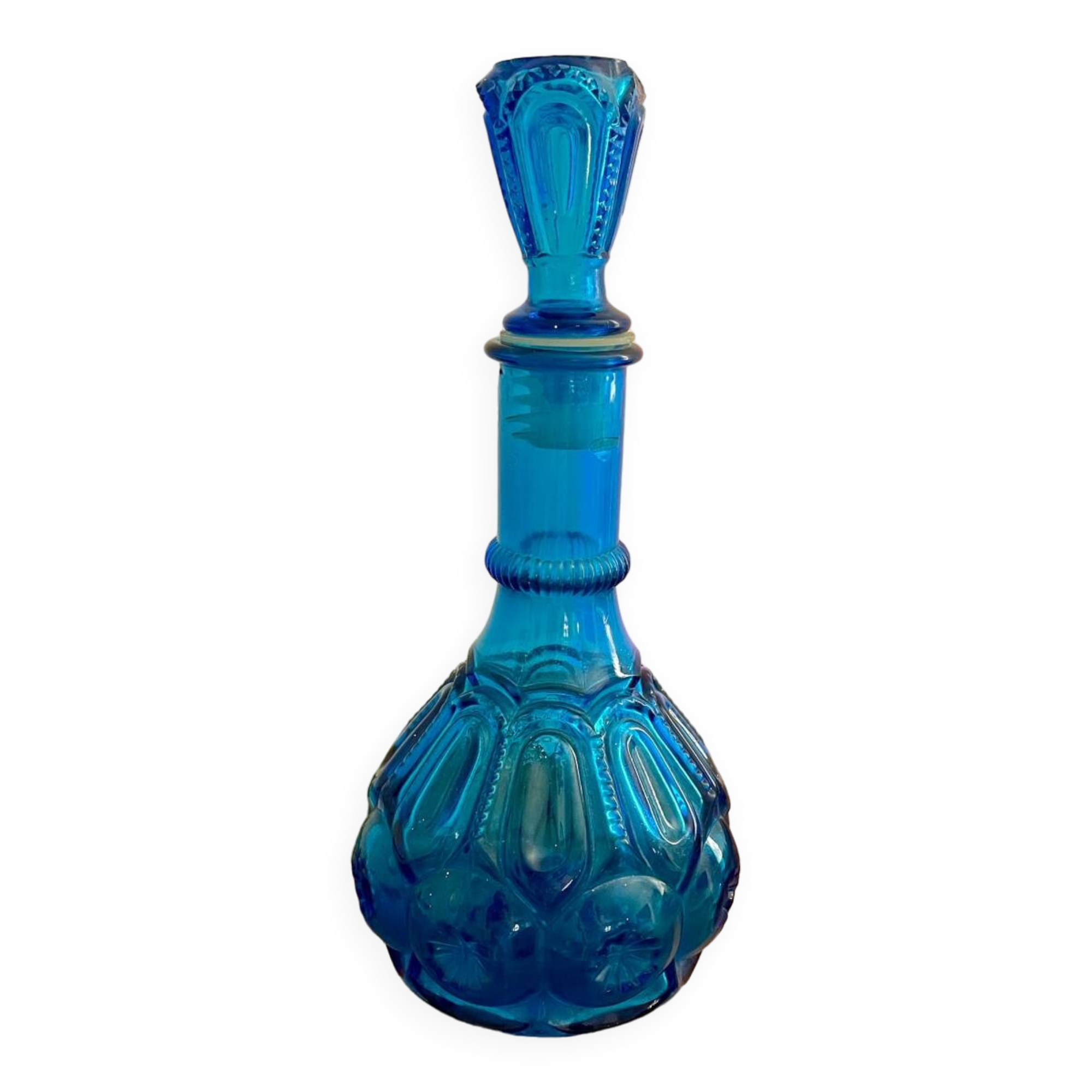 Vintage blue glass carafe