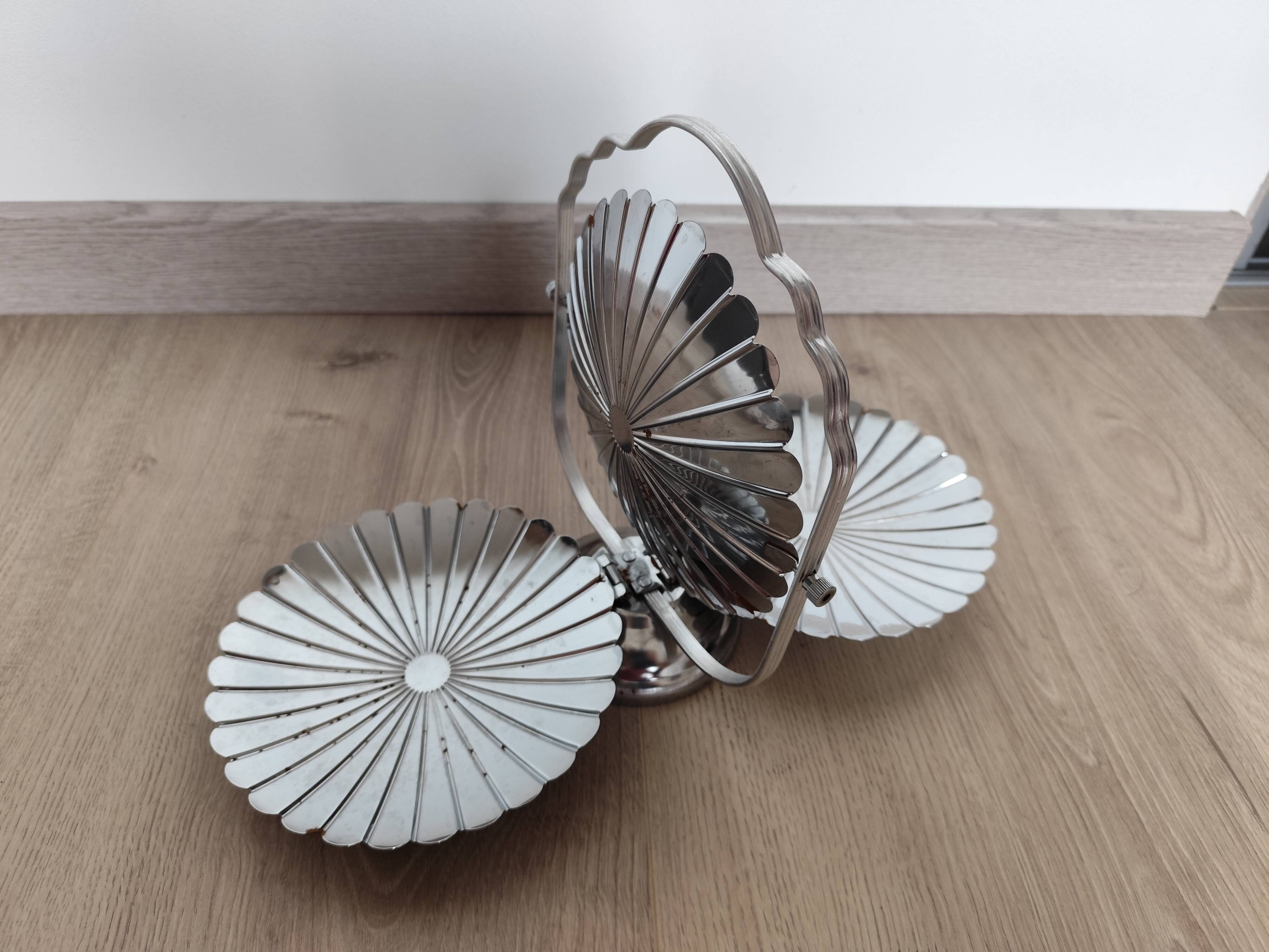 Vintage chrome-plated metal display stand for appetizers and petits fours