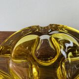 Vintage ashtray in yellow and transparent molded glass