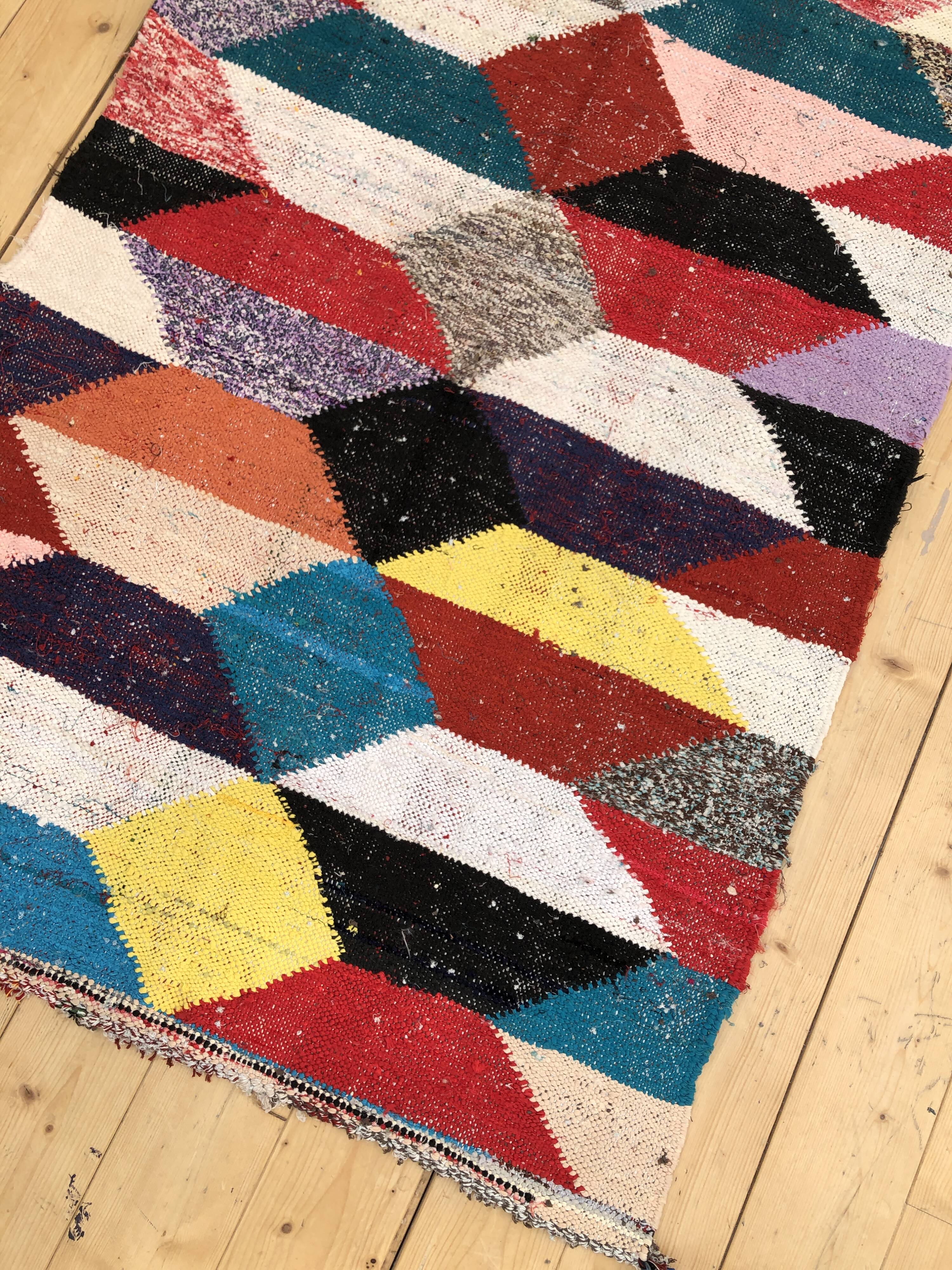 Moroccan Berber carpet Kilim Boucherouite 171x96cm