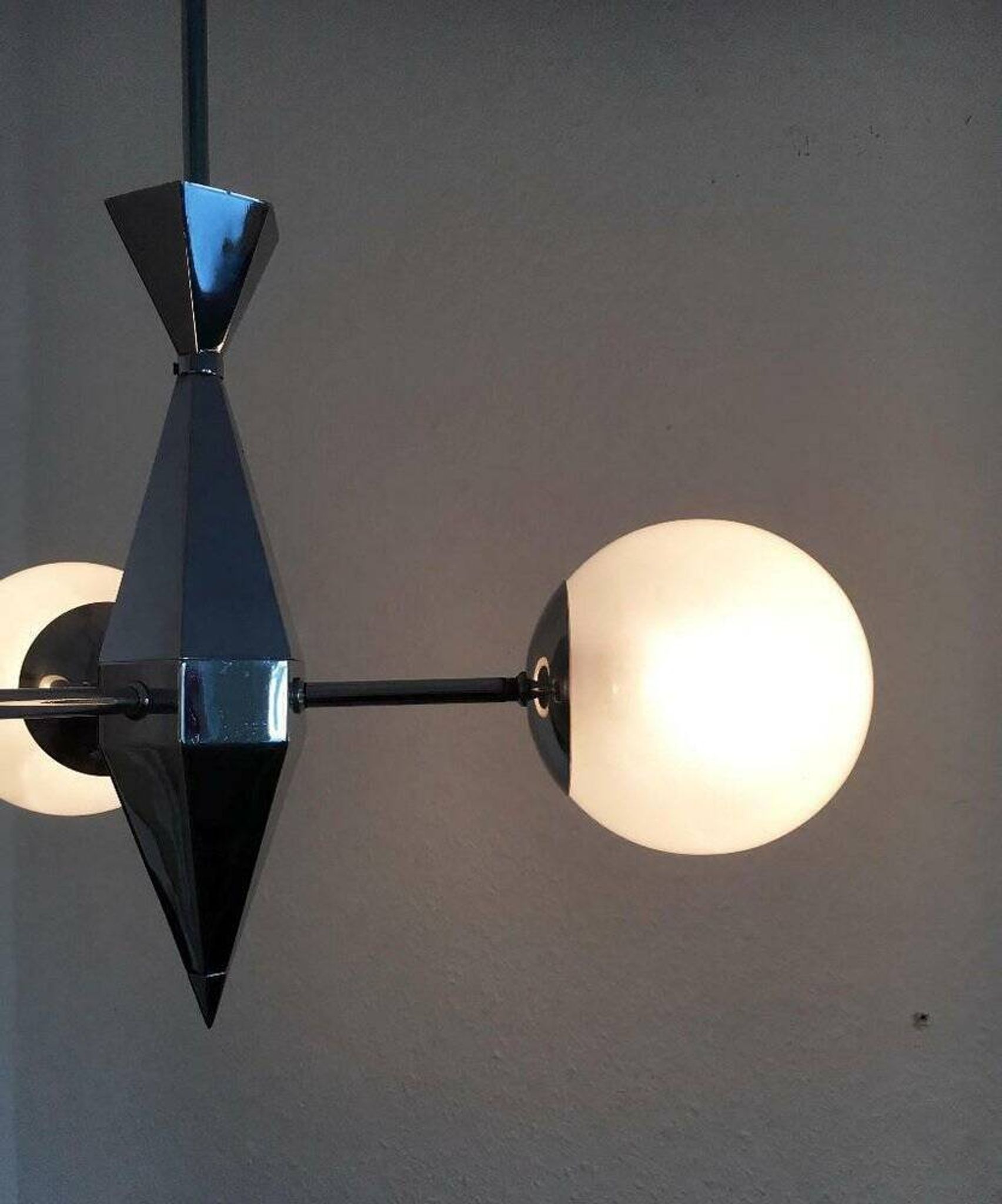 Art Deco Metal and Glass Chandelier