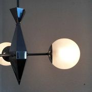 Art Deco Metal and Glass Chandelier