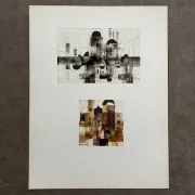 Dessin composition moderne 1970 par François de Chabot