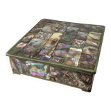 Abalone shell vanity box, alpaca & wood, Mexico, circa 1980