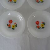 6 assiettes  fleurs orange jaune calotte arcopal vintage