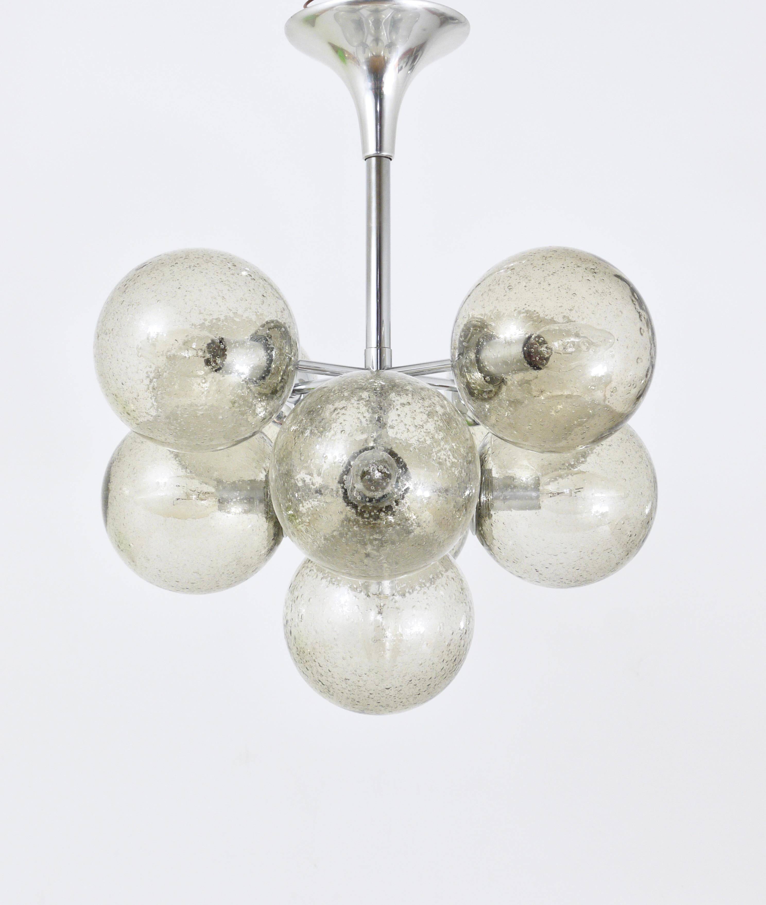 E. R. Nele Temde lustrous atomic chrome Sputnik Space Age pendant lamp tulip