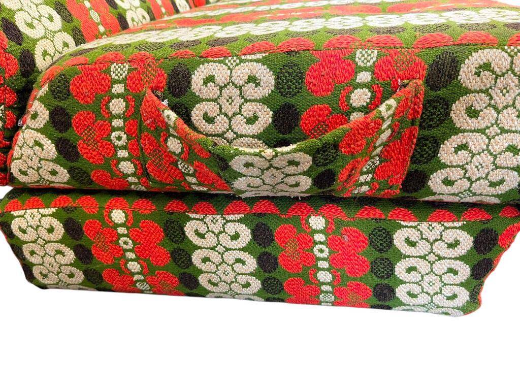 Ensemble de 2 fauteuils/canapés-lits vintage vert orange