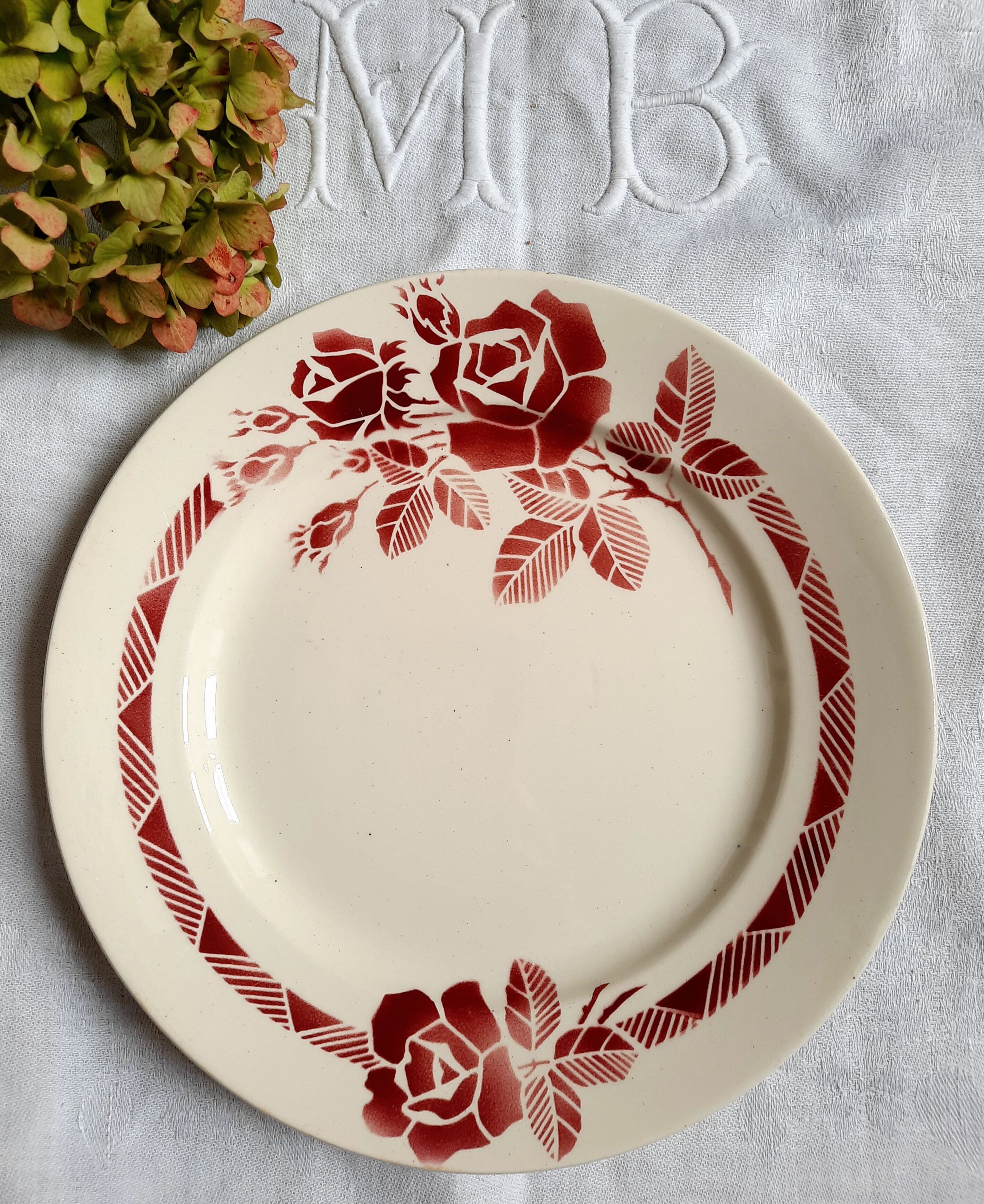 6 old flat plates mismatched in earthenware