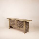 Sideboard in parchment and Missoni fabric by Angelo Mazzola for Salpol, 1980