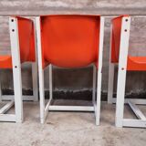 3 chaises monocoque orange gautier vintage 1960