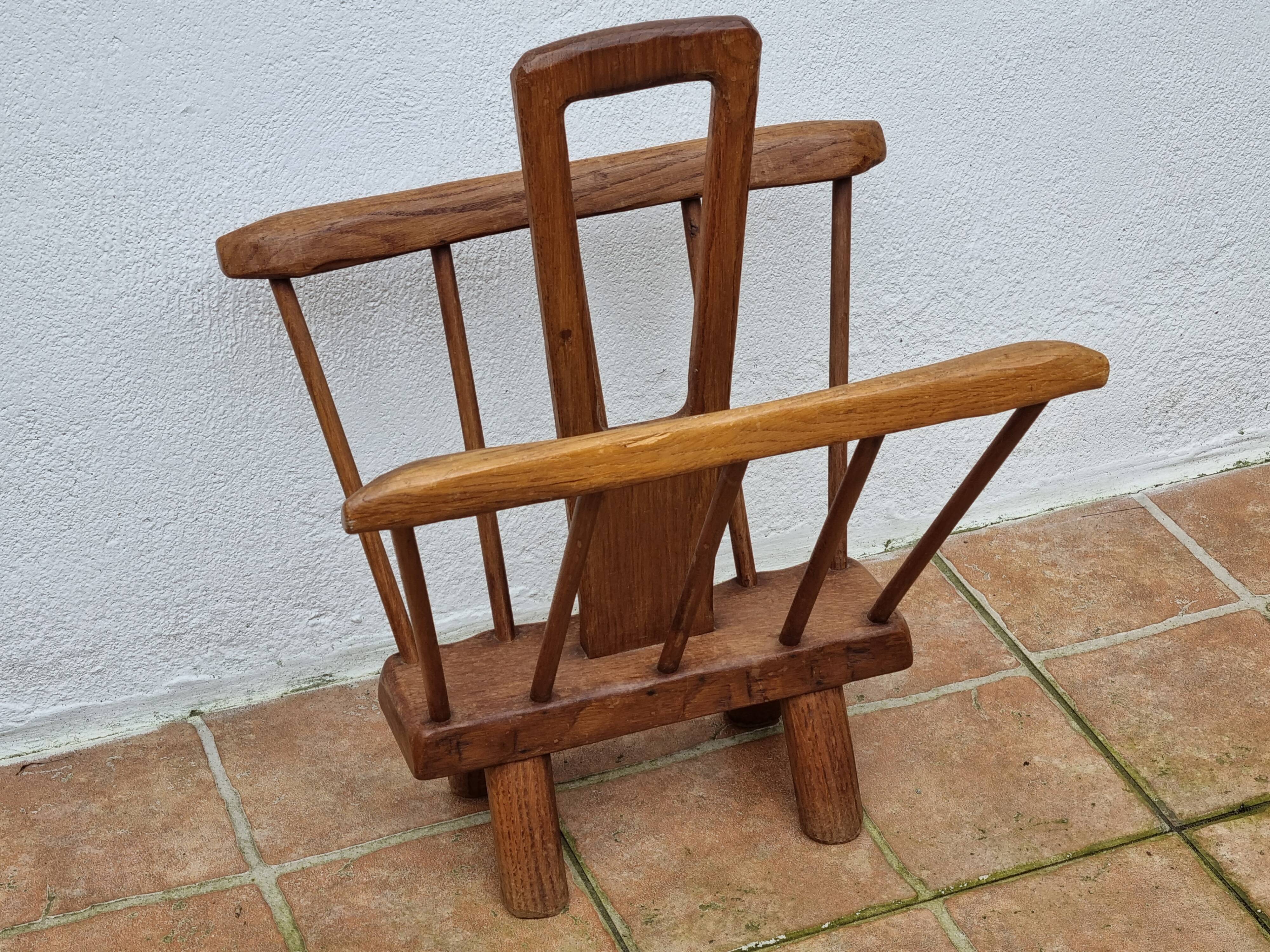 Vintage solid wood magazine rack, 1960s, Scandinavian style