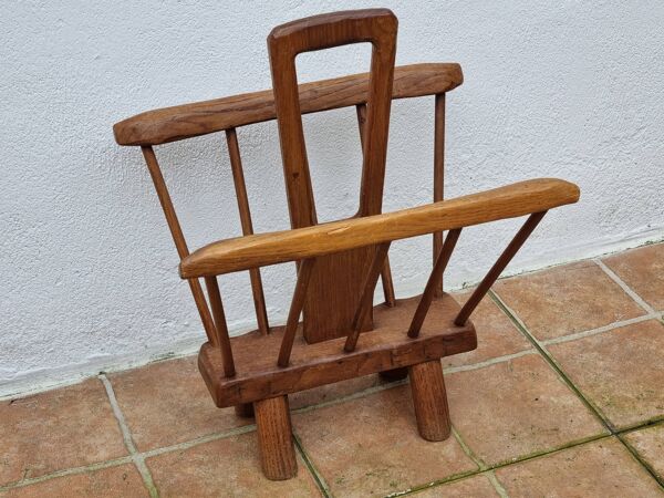 Porte-revues vintage en bois massif, Années 60, style scandinave