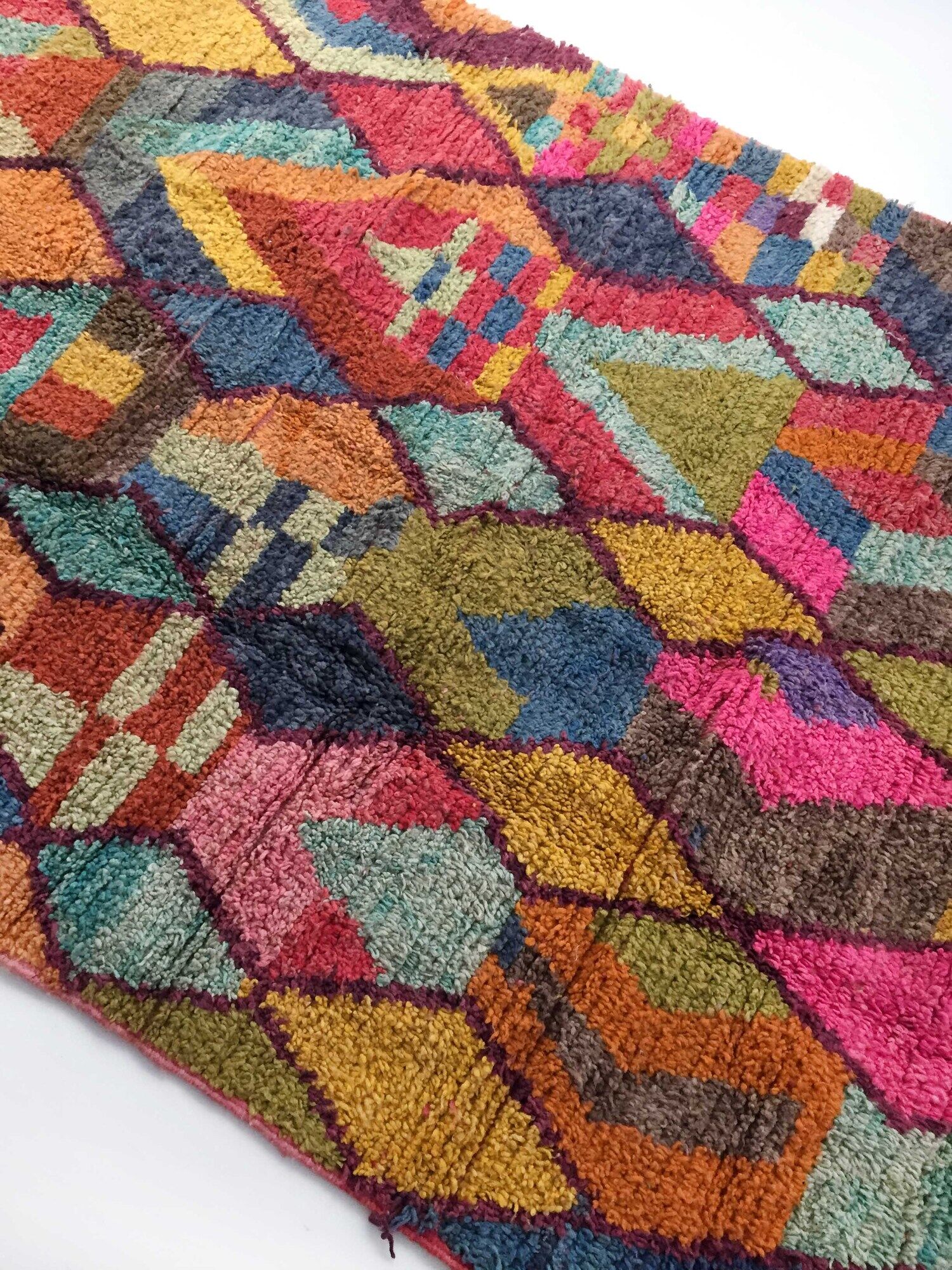 Moroccan Berber boujaad carpet with colorful patterns 250x156cm