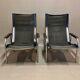 Paire de fauteuils relax inclinable cuir noir design 1960
