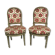 Pair of Louis XVI style chairs, molded beech, gray lacquered. Nineteenth
