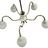 vintage 'gold' chandelier / pendant with mint blue accent