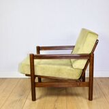 Wooden armchair designed by Z. Baczyk brown vintage olive - 3 pieces available