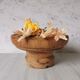 Compotier elm carved wood