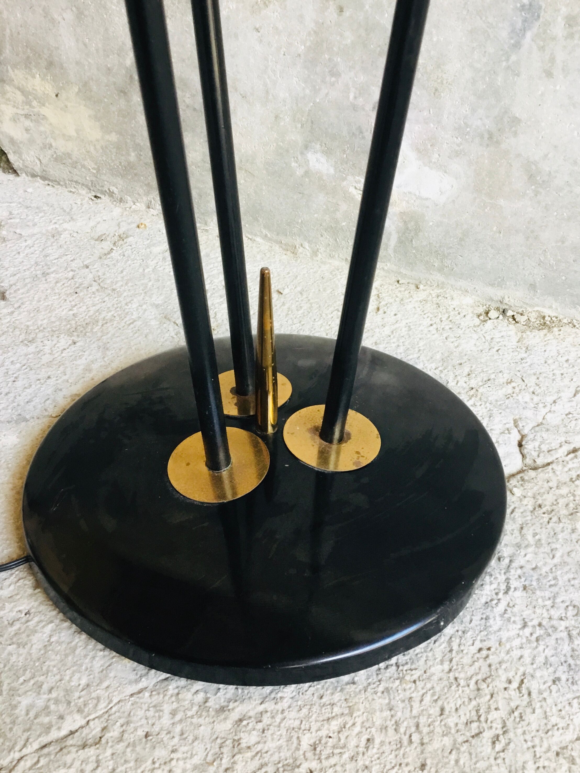 Floor lamp 3 branches with opalines of the House Arlus - 1950