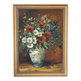 Bouquet champêtre, huile sur panneau signée Toutaiy