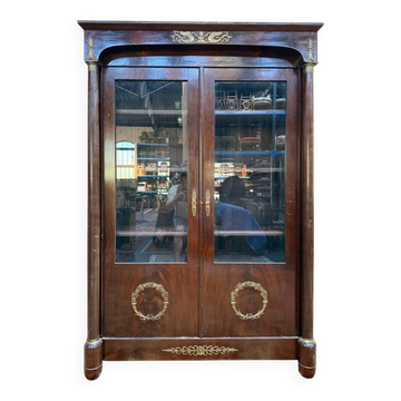 Bibliothèque-vitrine Style Empire – Acajou & Bronzes Dorés