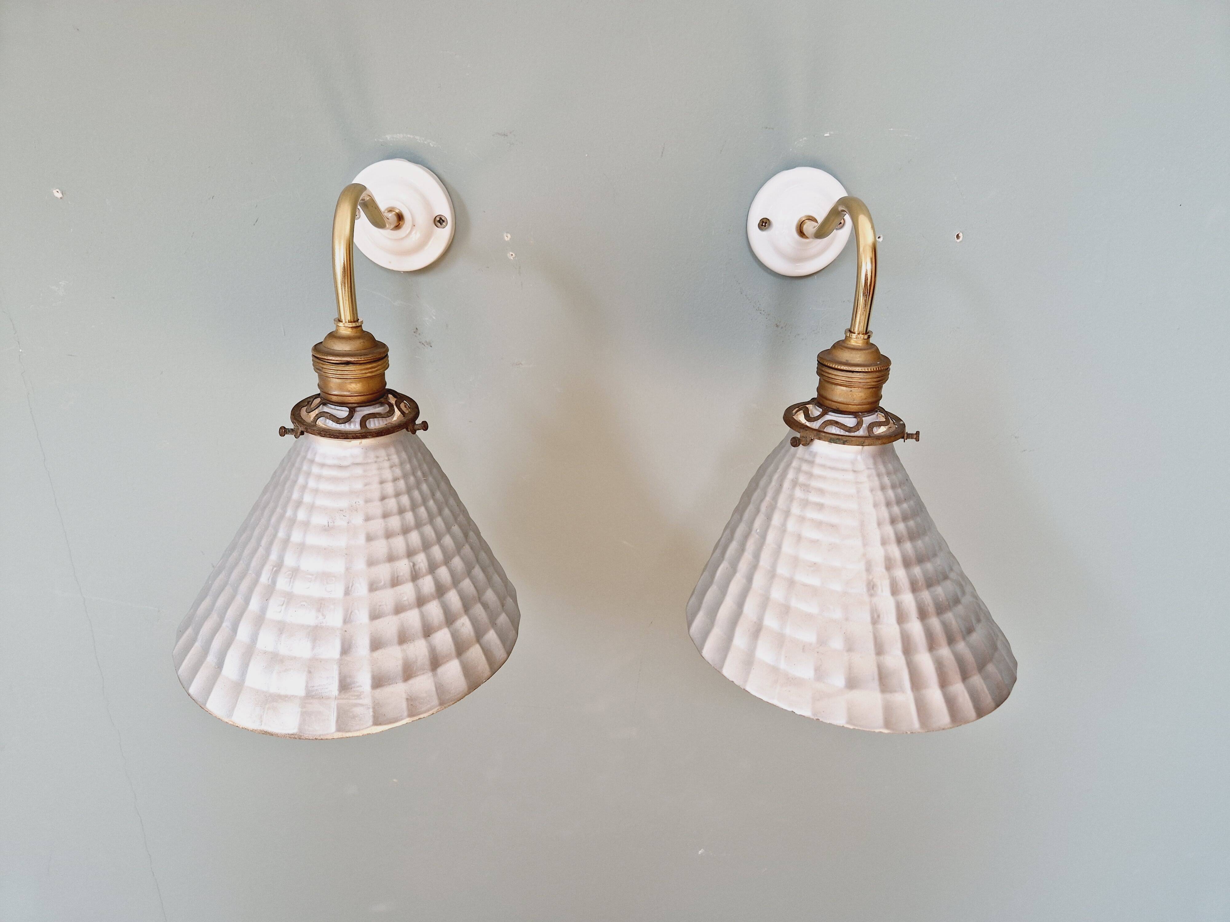 Pair of mercurized glass wall sconces, Maison Malabert, 1930s