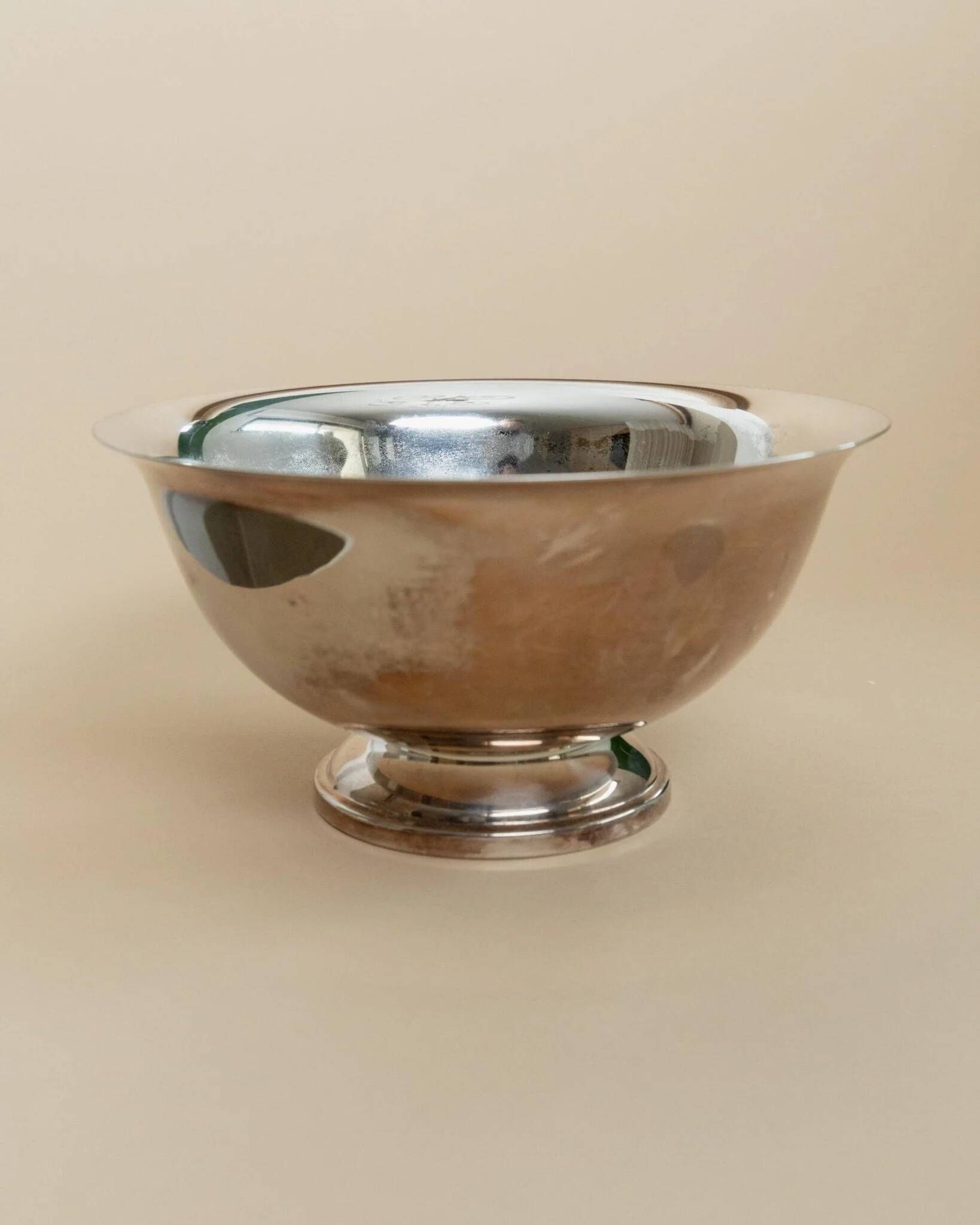 Large Vintage Silver-Plated Footed Salad Bowl, 1960s Italy, Argent Finish, Centerpiece Decor