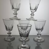 6 19th century crystal wine glasses in the shape of Baccarat, Caton model