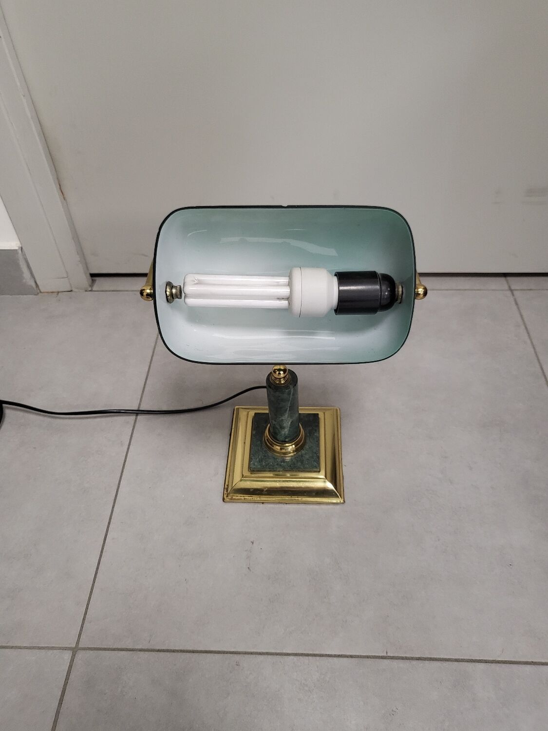 Lampe banquier de bureau marbre vert